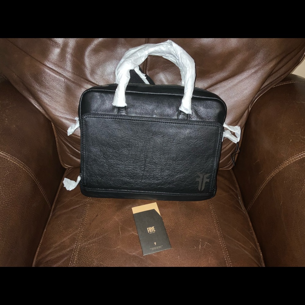 Frye Black Leather Laptop Bag - Picture 4 of 10